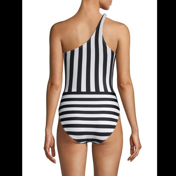 NORMA KAMALI Spliced One-Shoulder Mio One-Piece Swimsuit Small $185 - Picture 2 of 6